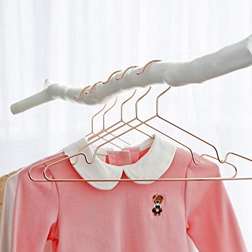 20 piece Children’s/Baby Rose Gold Metal Clothes Hangers 35 cm, Strong Metal Wire Hangers for Baby Clothes Wardrobe Space Saving with Notched Edge