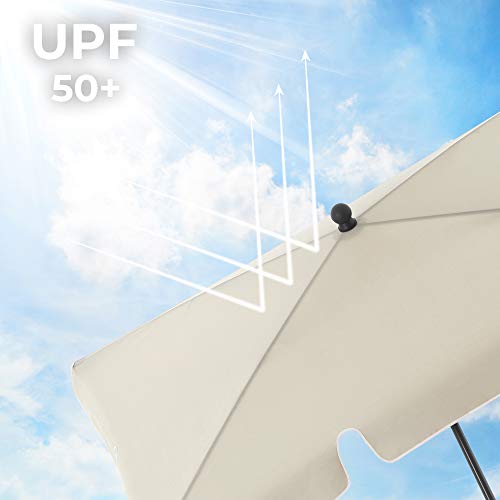 Rectangular Balcony Parasol 2 x 1.25 m, UPF 50+ Protection, Tilting Sunshade, PA-Coated Canopy, Carrying Bag, Garden Terrace, Base Not Included, Beige