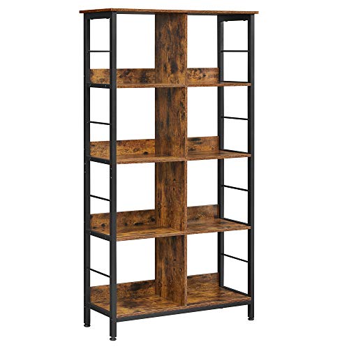 Bookcase, Bookshelf, Ladder Shelf 4-Tier, Display Storage Rack Shelf, for Office, Living Room, Bedroom, 80 x 33 x 149 cm, Industrial, Rustic Brown and Black