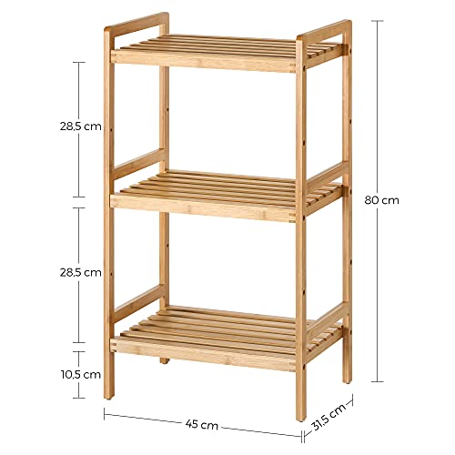 3-Tier Bamboo Storage Rack for Bathroom, Kitchen, Bedroom, 45 x 31.5 x 80 cm, Natural