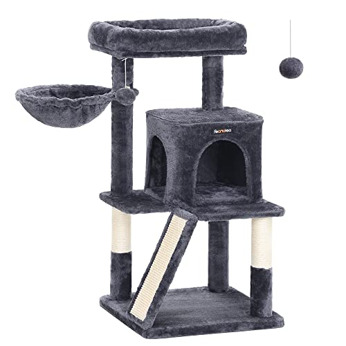 Cat Tree, Cat Tower, Widened Perch for Large Cats, Smoky Grey