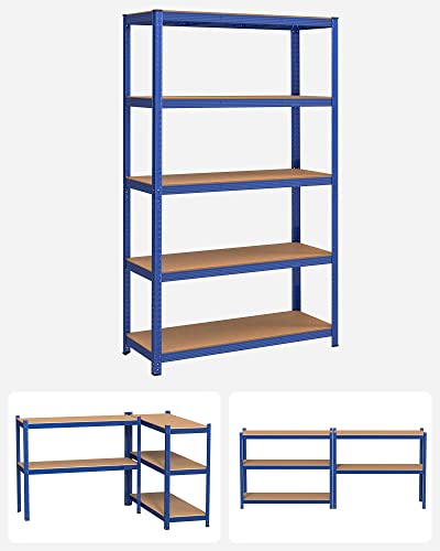 5-Tier Shelving Unit, Steel Shelving Unit for Storage, Tool-Free Assembly, for Garage, Shed, Load Capacity 875 kg, 60 x 120 x 200 cm, Blue