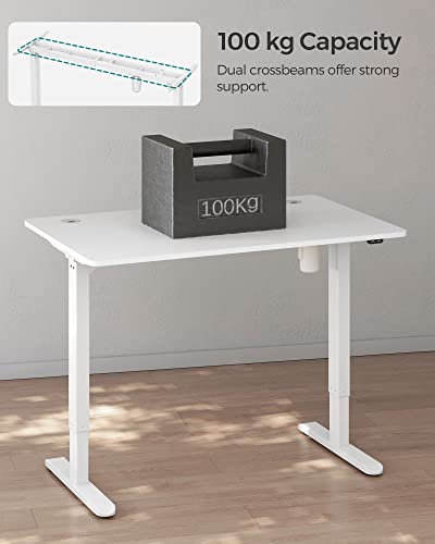 Electric Desk, Height-Adjustable, Desk Stand, Table Frame with Motor, 120 x 60 x (73-114), Steel, White