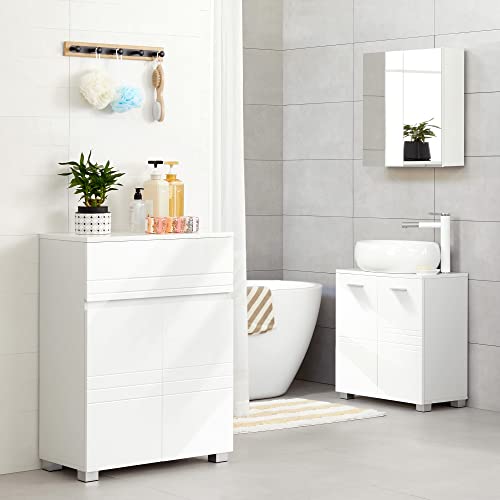 Bathroom Cabinet, Sideboard Cabinet, with Drawer, 2 Doors, Adjustable Shelf, for Hallway, 60 x 30 x 80 cm, White