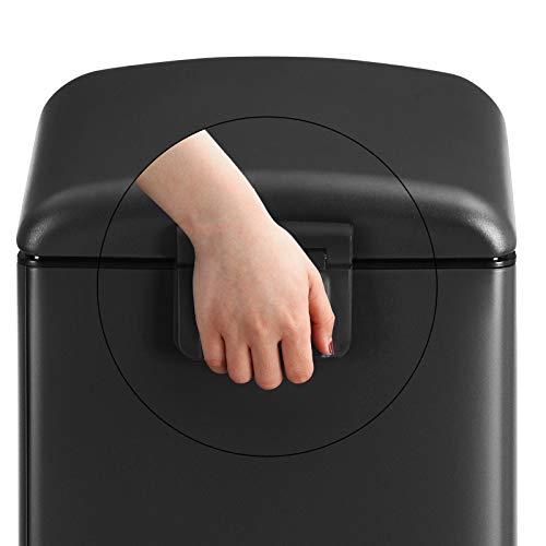 Rubbish Bin, 30 L Kitchen Bin, Steel Pedal Bin with Inner Bucket and Lid, Soft Closure, Odour Seal for Kitchen, Living Room, Black