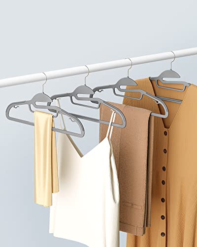 Set of 50 Plastic Hangers, Coat Hangers with U-Shaped Opening, Non-Slip, Space-Saving, 0.5 cm Thick, 41.5 cm Long, 360° Swivel Hook, Light and Dark Grey