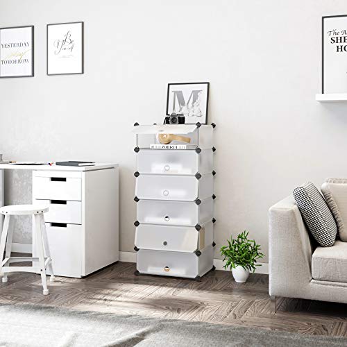 6 Cubes Interlocking Shoe Rack Closet Wardrobe Standing Storage Organiser Boxes Camping Cabinet Cupboard Shelves 43 x 31 x 105 cm