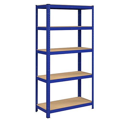 Shelving Unit, 5-Tier Heavy-Duty Storage Rack with Adjustable Shelves, Max. Load 875 kg (175 kg per Tier), for Garage, Shed, Basement, 180 x 90 x 40 cm, Blue