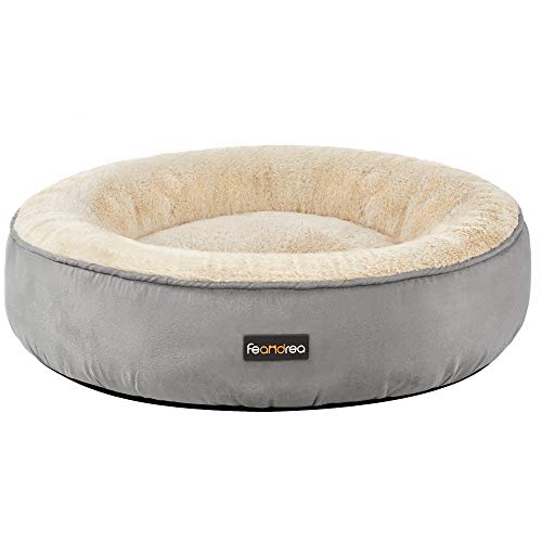 Dog Bed, Doughnut Cat Bed, Round, 60 cm Dia., Light Grey