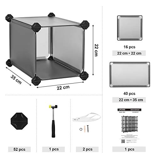 Interlocking Shoe Rack, Rectangular Storage Organiser, 15-Slot Modular DIY Storage Shelf Unit, Metal Wire Wardrobe, Grey