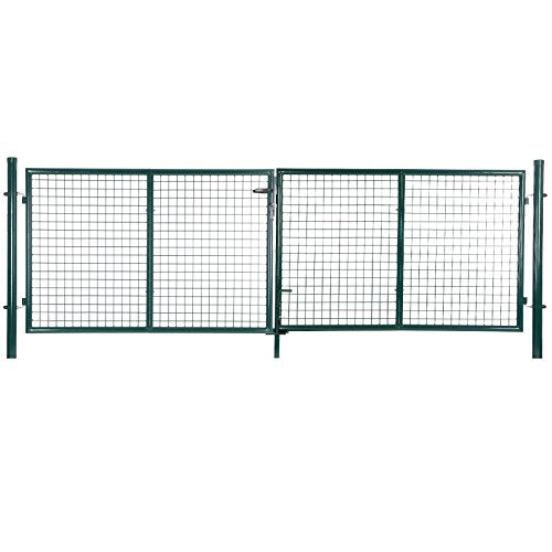 Metal Garden Gate Galvanised Fence with Lock 150 x 315 cm