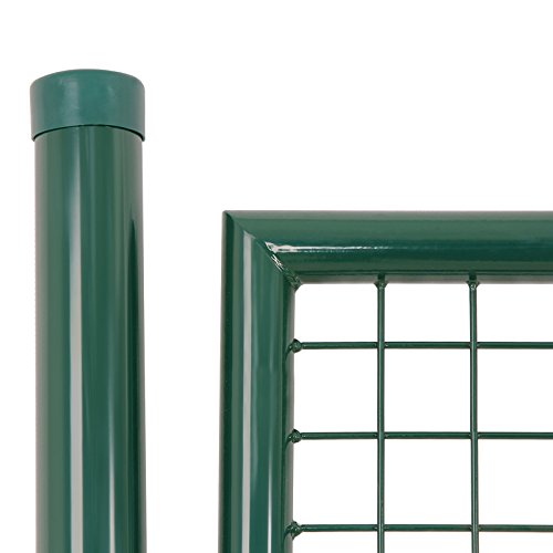 Garden Gate, Galvanised Steel, Sturdy and Durable, Lockable, 87 x 100 cm (Side Columns Not Included), 5 x 20 cm Mesh Grid, Green