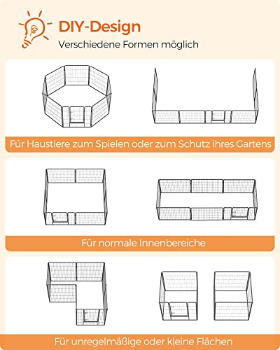 8-Panel Pet Playpen, Iron Dog Cage, Heavy Duty Pet Fence, Puppy Whelping Pen, Foldable and Portable, 77 x 80 cm, Grey