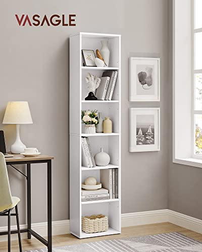 Scandinavian Style 6 Tier Bookcase Storage Shelf for Living Room Office Bedroom Study 40 x 24 x 178.5 cm White