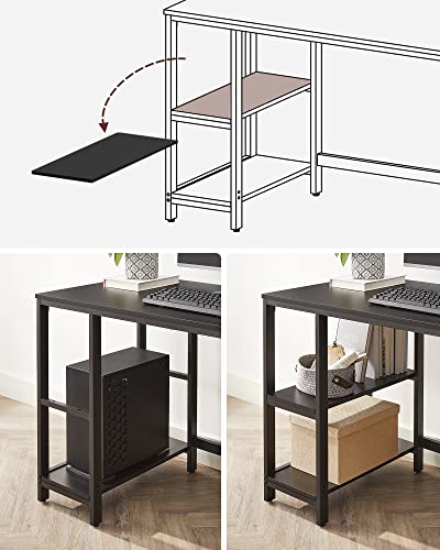 Computer Desk PC Desk Office Table with 2 Shelves on Right or Left Side for Office Living Room Steel Frame Industrial Design Black