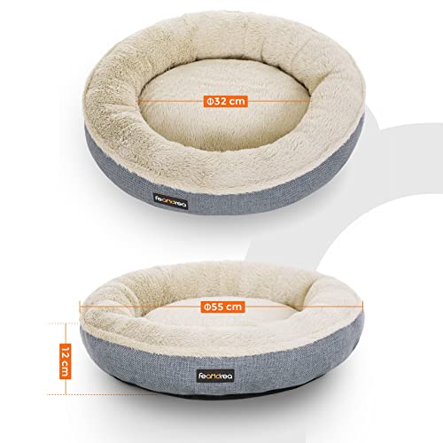 Dog Bed, Dog Sofa, Cat Bed, Donut Shape, Round, 55 cm Dia, Grey