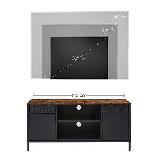 TV Stand, TV Cabinet, TV Table with 3 Adjustable Shelves, for TV up to 55 Inches, for Living Room, Bedroom, Rustic Brown and Black