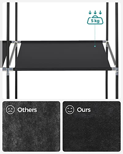 Fabric Wardrobe, Clothes Storage Organiser, 6 Shelves, 1 Hanging Rail, Non-Woven Fabric, Metal Frame, 45 x 105 x 168 cm, for Bedroom, Dressing Room, Black