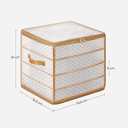 Plastic Christmas Ornament Storage Boxes, 2 Pack Christmas Ball Organisers, Keeps 128 Holiday Ornaments and Holiday Decor, Removable Dividers, Semi-Transparent and Golden