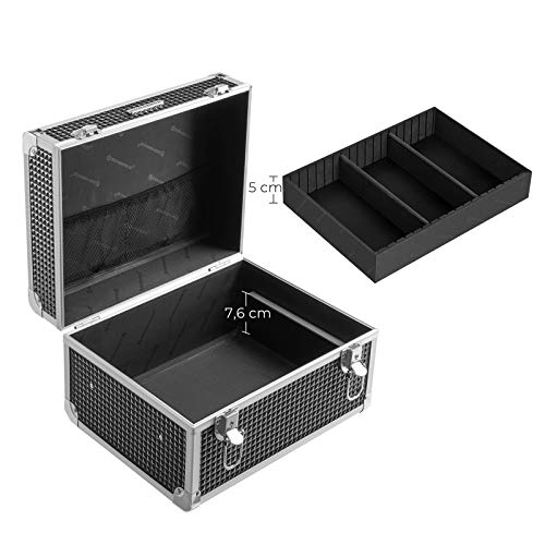 Makeup Case, Lockable Cosmetic Case, Travel Cosmetic Organizer for Hairdressers and Makeup Artists, with Removable Tray, Black