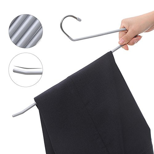 Pack of 20 Metal Trouser Hangers with Open End and Non-Slip Coating, Space Saving, 38 cm Wide, Grey