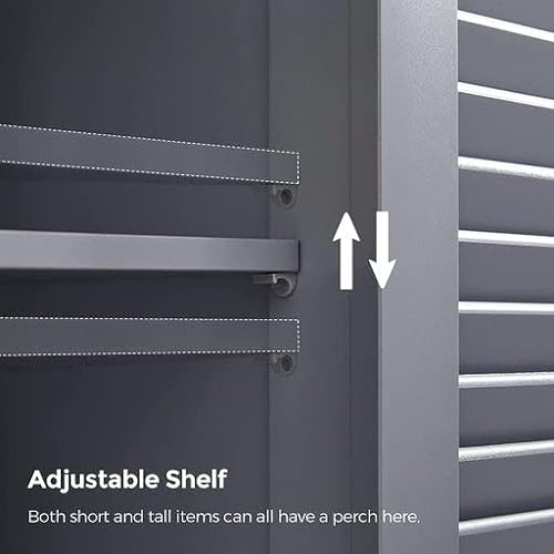 Wooden Bathroom Floor Cabinet Storage Organiser Rack, Kitchen Cupboard Free Standing, with Double Shutter Doors, Grey