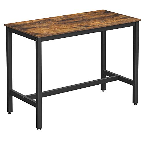 Bar Table, Industrial Kitchen Table, Dining Table With Solid Metal Frame, for Cocktails, Bar, Party Cellar, Restaurant, Living Room, Wood Look, 120 x 60 x 90 cm