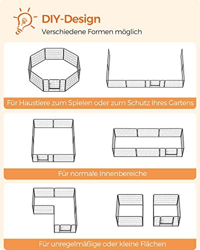 8-Panel Pet Playpen, Iron Dog Cage, Heavy Duty Pet Fence, Puppy Whelping Pen, Foldable and Portable, 77 x 60 cm, Grey