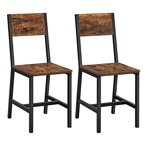 Dining Chairs, Kitchen Chairs, Set of 2, Metal Frame, for Dining Room, Living Room, Kitchen, Vintage Brown/Black