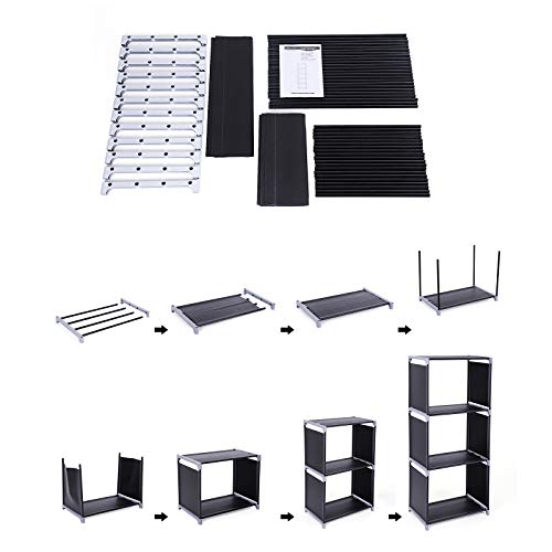 Storage Shelf, 5-Tier Bookcase, Garment Organiser, Each Shelf Holds 5 kg, 50 x 30 x 180 cm, for Living Room, Bedroom, Closet, Black