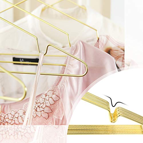 Pack of 20 Metal Strong Clothes Hangers, Chromium-plated Coat Hangers, Rust-Resistant, Space Saving, Durable, 42 cm, Golden