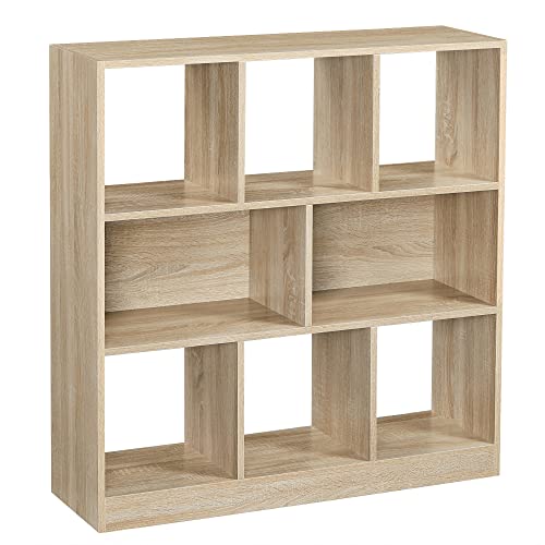 Bookshelf, Wooden Bookcase with Open Cubbies, Free Standing Storage Unit for Living Room, Bedroom, Children’s Room, 97.5 x 30 x 100 cm, Oak Colour