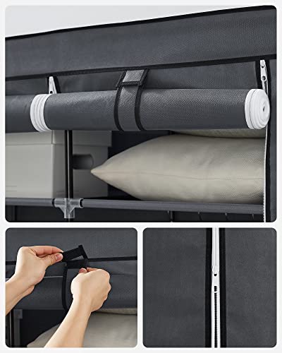 Canvas Wardrobe Bedroom Furniture Cupboard Clothes Storage Organiser Gray 175 x 150 x 45 cm