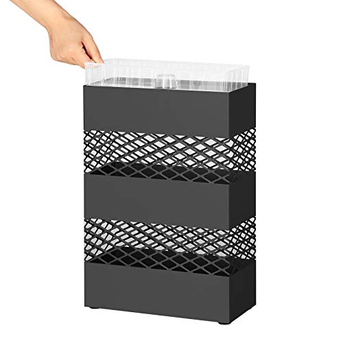 Metal Umbrella Stand, Rectangular Umbrella Holder Rack, with Removable Drip Tray, Lattice Cutouts, Black U