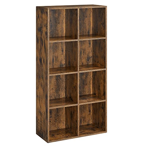 Bookcase Bookcase 8 Compartments Standing Shelf Office Shelf Free Standing Decoration for Office Living Room Bedroom Kids Room Vintage Brown