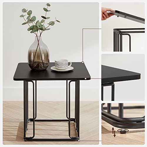 Side Table, Coffee Table, Set of 2, Living Room Table, Sofa Table, Steel Frame, Table Top as Tray, for Small Spaces, Black