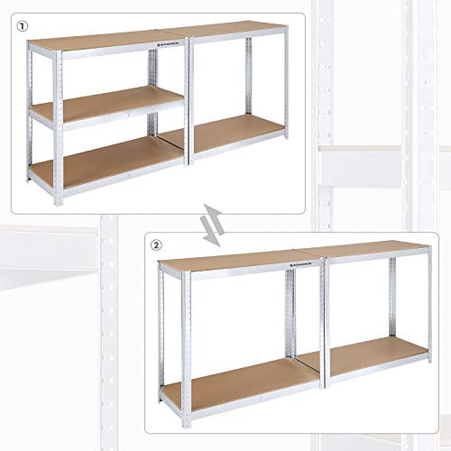 5-Tier Shelving Unit, Steel Shelving Unit for Storage, Tool-Free Assembly, for Garage, Shed, Load Capacity 875 kg, 40 x 90 x 180 cm, Silver