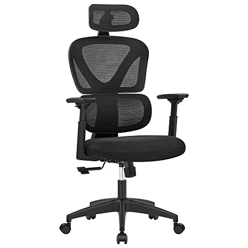 Office Chair, Desk Chair, Ergonomic Swivel Chair, Mesh Covering, 4-Level Adjustable Backrest, Maximum Load 150 kg, Black