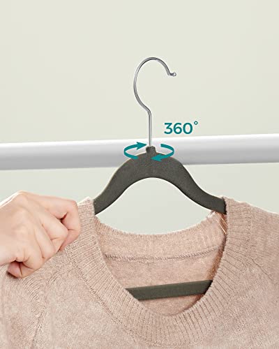 Set of 30 Velvet Hangers, 42 cm Long, Thin and Durable, High Load Capacity, with 360° Swivel Hooks, for Coats Shirts Suits, Grey , ABS Plastic, Metal, 43.5 x 0.6 x 22.5 cm