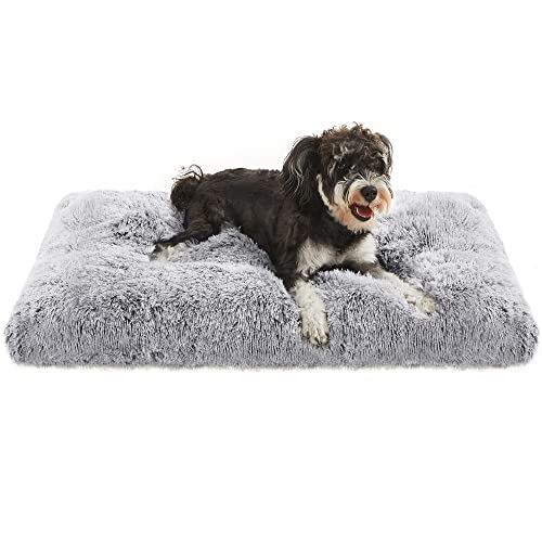 Dog Bed, Dog Cushion, Fluffy Dog Mat, Long Plush, 80 x 50 cm, Soft Padding, Machine Washable, Dog Basket, Multifunctional, Portable, Light Grey