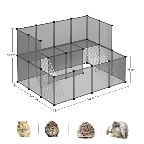 Guinea Pig Playpen, DIY Hutch Cage for Small Pet, Grey