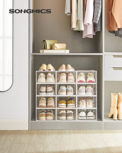 Shoe Boxes, Pack of 12 Shoe Storage Organizers, White