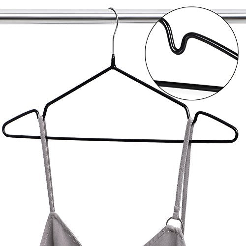 Clothes Hangers, Pack of 20, Metal Jacket Hangers, Thin and Non-Slip, Diameter 4 mm, Space-Saving, 360° Rotating Hook, Black