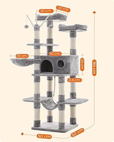 Cat Tree, XXL Cat Condo, 164 cm, Light Grey