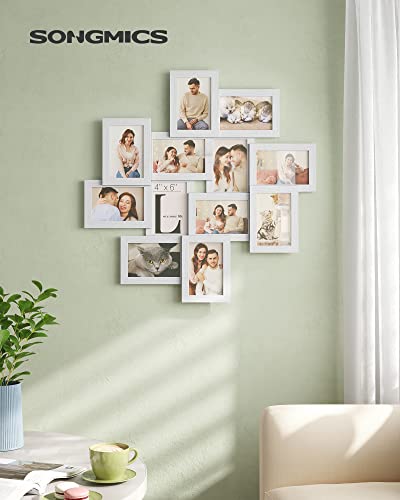 Picture Frame Collage for 12 Photos in 4 x 6 Inches, Assembly Required, Collage Multiple Photos, Clear Glass Front, White