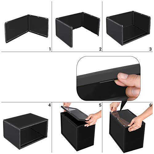 Shoe Boxes, Pack of 6 Stackable Shoe Organisers with Clear Door, Plastic Shoe Storage for UK Size 11, 36 x 28 x 22 cm, Black