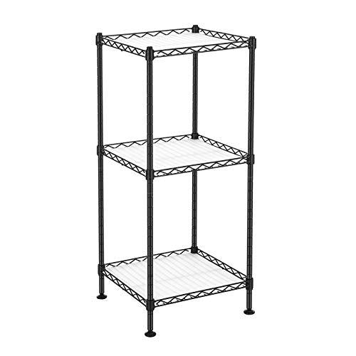 Bathroom Shelf, 3-Tier Wire-Shelving Unit, Metal Storage Rack, Total Load Capacity 60 kg, with 3 PP Sheets, 30 x 30 x 73 cm, Expandable Design, for Small Space, Black