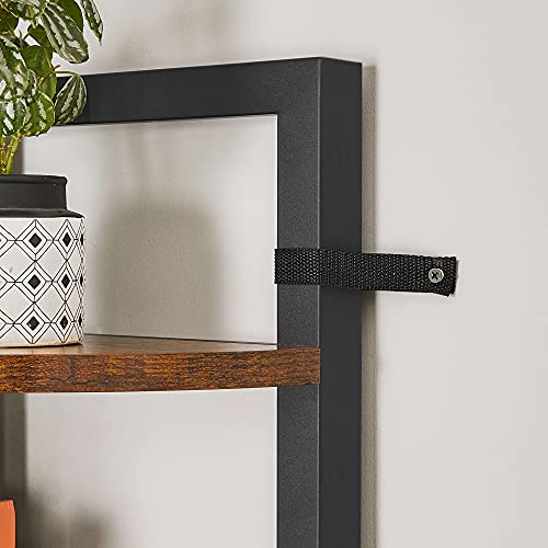 5-Tier Corner Shelf, Multipurpose Storage Shelf, Plant Stand, 30 x 30 x 150 cm, Industrial, for Living Room, Bedroom, Home Office, Rustic Brown and Black