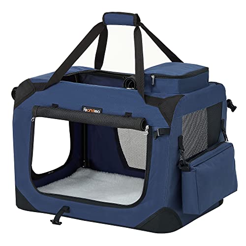 Dog Carrier, Folding Fabric Pet Carrier, 50 x 35 x 35 cm, Dark Blue