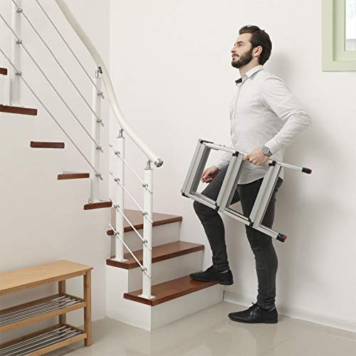 Alu Step Ladder, Household Ladder, Light Weight 3 kg, Folding Multi-Purpose Steps on Both Sides 2 x 3 Stages